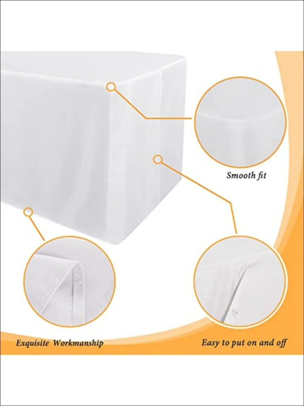 2 Pack Fitted Tablecloths for 6 Foot Rectangle Tables Water Resistant Polyester